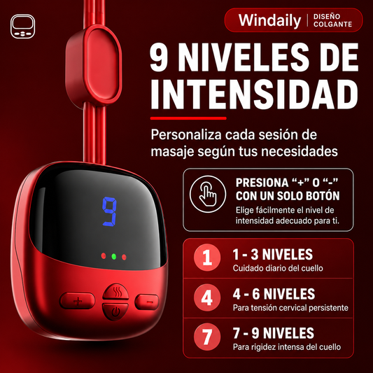 NeckEase™ Pro – Masajeador de cuello con terapia de calor EMS
